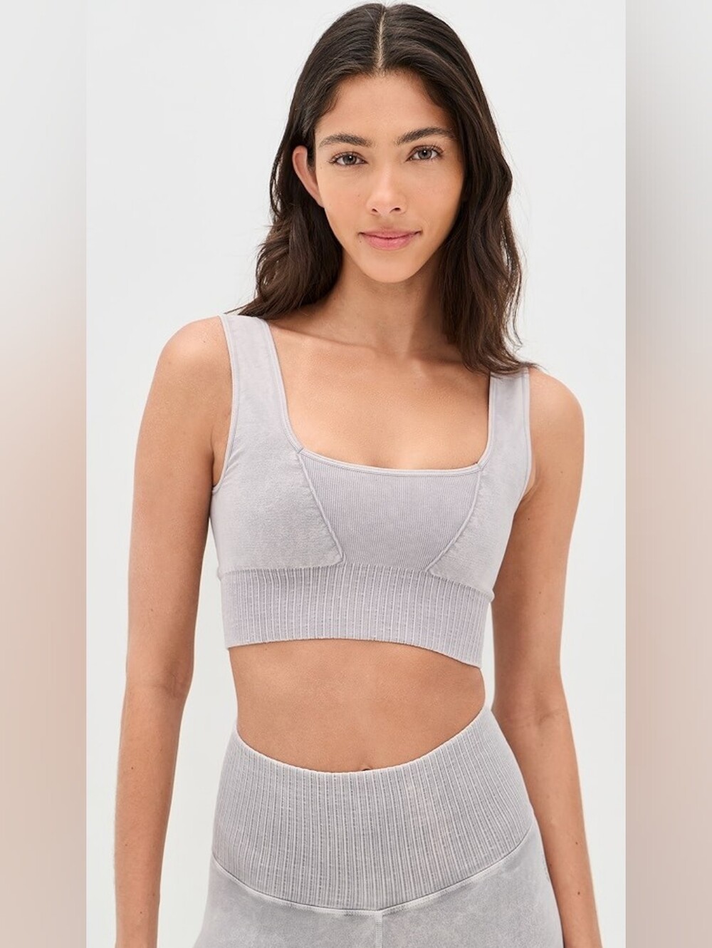 Free People Washed Light Gray Scoop Sports Bralette
